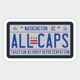 CAPS - ALL CAPS DC License Plate Sticker